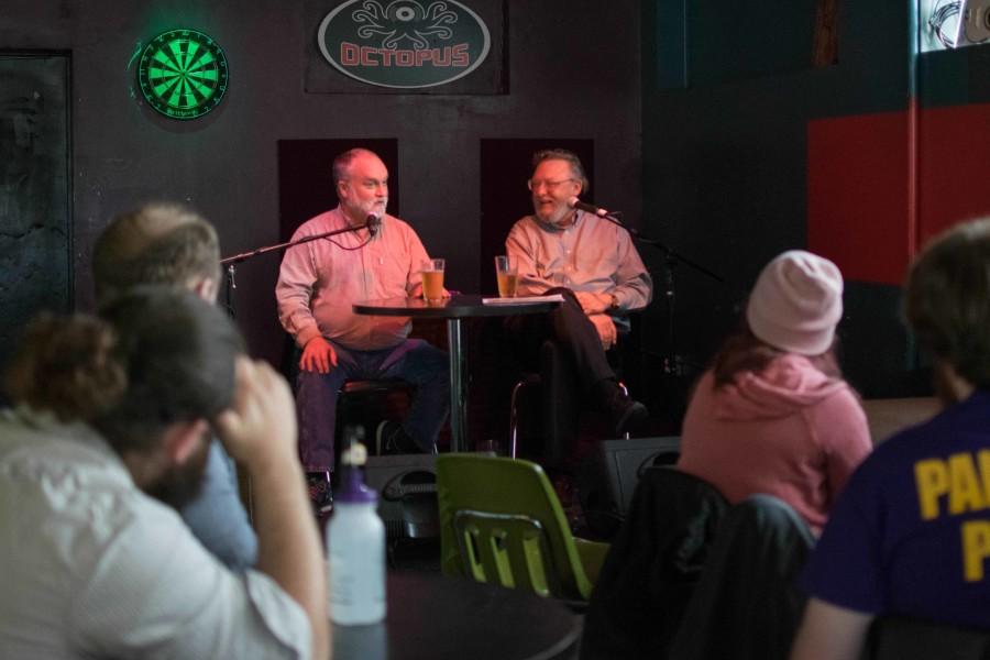 Professors Steve OKane (Biology) and Jerry Soneson (Philosophy and Religions) discussed the compatibility of science and religion for the most recent Pint with a Prof. 