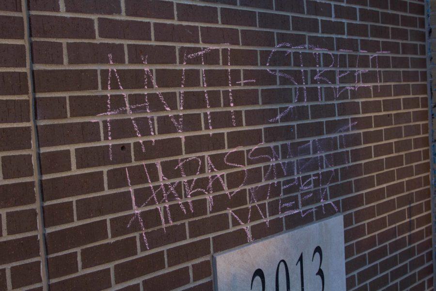 Phrases such as ANTI-STREET HARASSMENT WEEK and CONSENT IS REQUIRED covered various surfaces on College Hill, including walls and sidewalks. The phrases were written in chalk, causing varying reactions among College Hill businesses. 