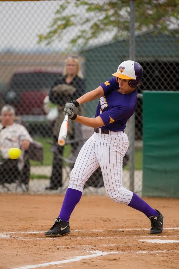 Micalle Rettinger swings for the ball. The Panthers scored 26 total runs over the weekend. 