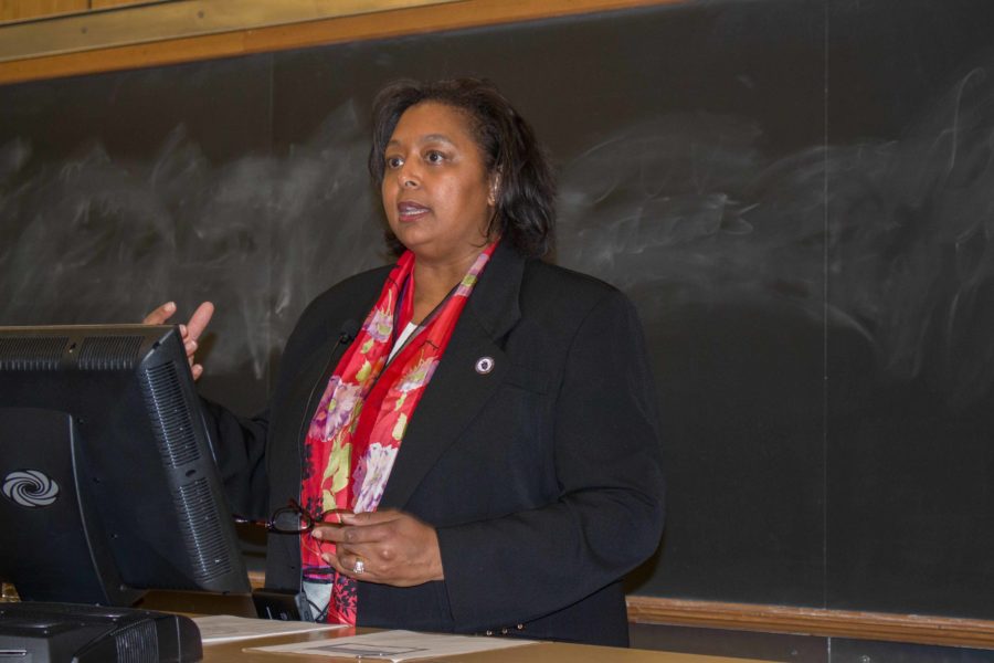 Dione D. Sommerville, current vice president of student affairs at Bloomberg University of Pennsylvania, spoke at an open forum April 14 in Sabin Hall