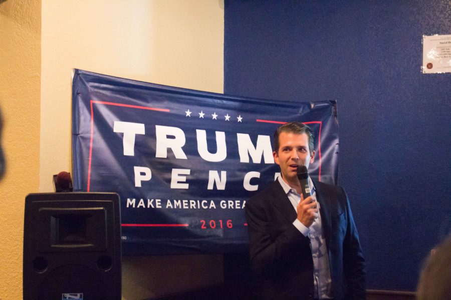 Donald+Trump+Jr.+speaks+at+a+stop+held+at+Social+House.+Community+members+and+students+were+in+attendance