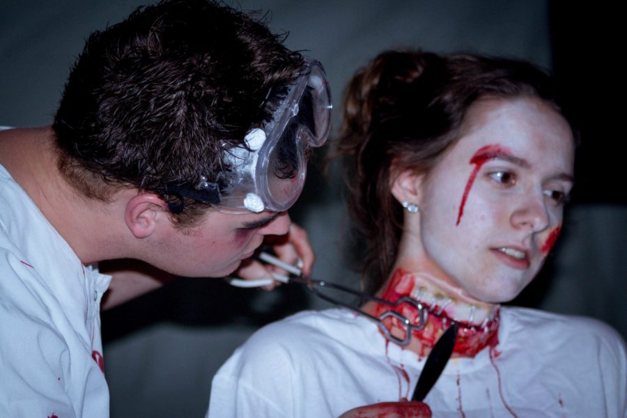 The haunted house is held in Noehren Hall each year with student actors who create spooky scenes in each room