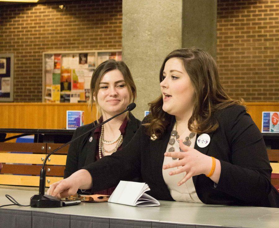 Vice Presidential candidate Danielle Massey (left) and presidential candidate Maggie Miller (right). Evans favors Miller and Masseys platform.