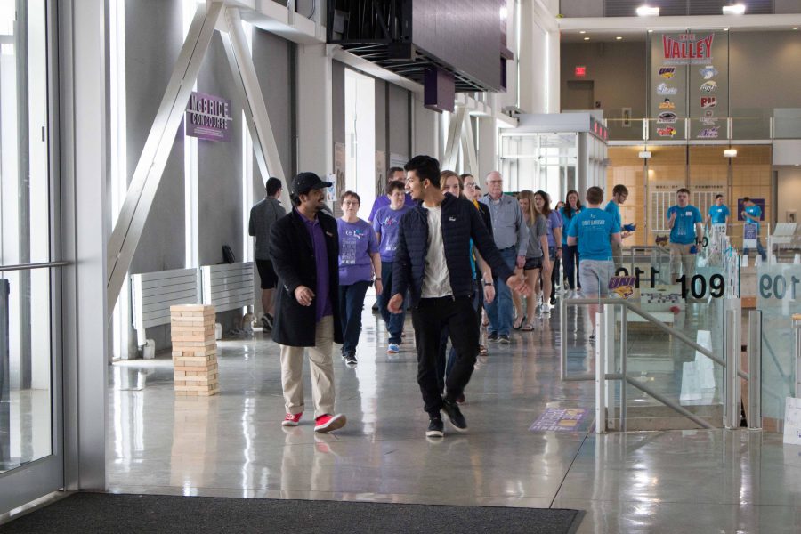 UNI students gather in the McLeod Center alongside alumni and community members to participate in Relay for Life on Saturday, April 8 in an effort to raise money for the American Cancer Society.