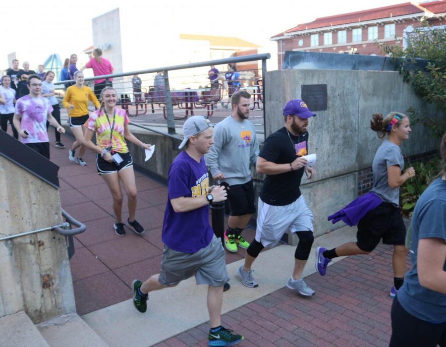 Racers take off from the top of the Union on their way to the finish line.