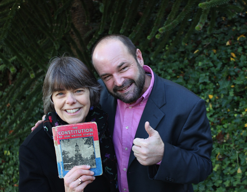 Mary Beth Tinker (left) and Mike Heistand began the Tinker Tour in 2013-2014 by taking a bus through 41 states, discussing the first amendment.