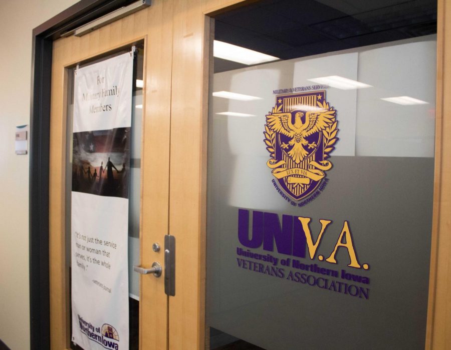 The UNI Veterans Association office is located on the plaza level of the Union and is open to any veterans or veterans family members.