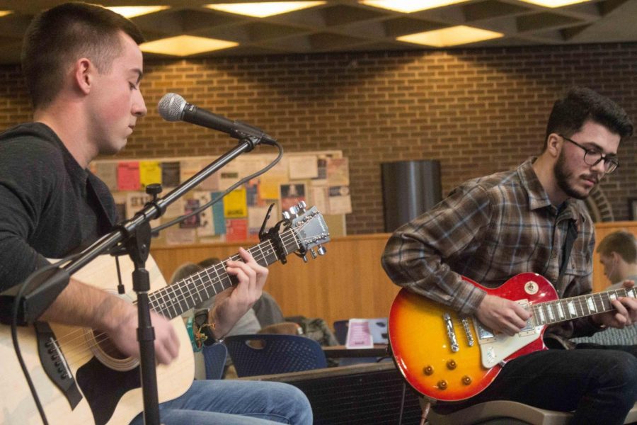 The Leather Jackets is a band started by UNI students Brandon Lynch (left) and Harry Schoening (right), who recently performed Maucker Union Live.