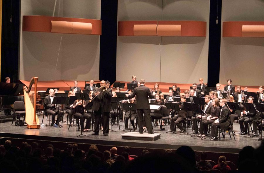 On Friday, Feb 9, the Northern Iowa Win Ensemble and UNI Symphonic Band performed at the GBPAC.