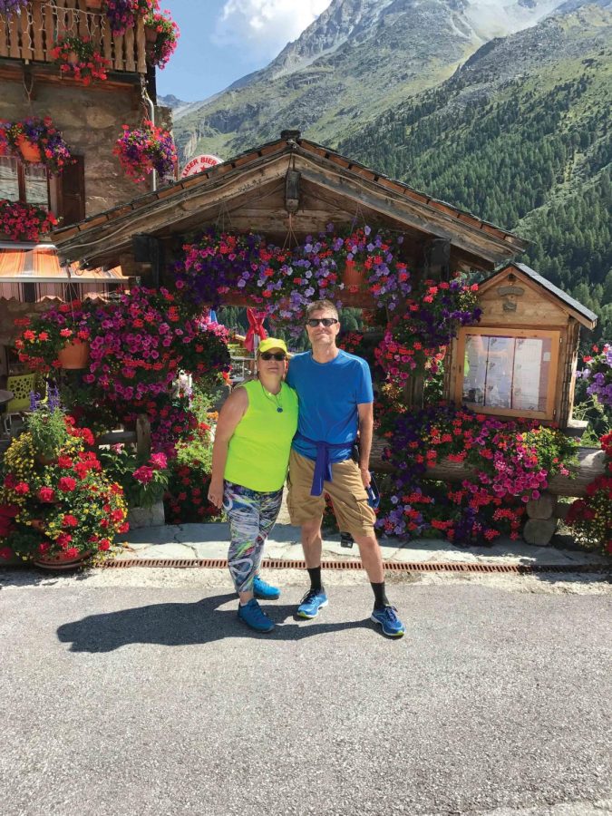 Comm studies faculty Anelia Dimitrova and Rick Traux in Arolla, Switzerland during a 2017 hiking trip.