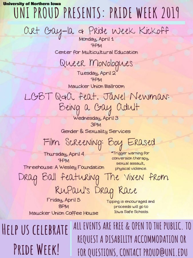 UNI Proud and GSS present Pride Week 2019