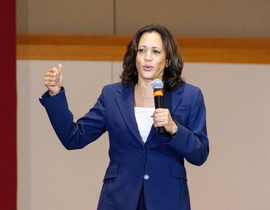 2020 Democratic presidential candidate Senator Kamala Harris (D-Ca.) addressed students during a visit to UNI on Friday, Sept. 20.