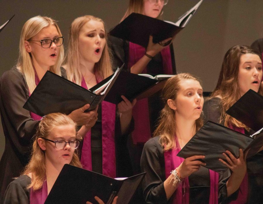 The UNI Womens Chorus and Varsity Glee Club sang at a shared Spotlight Series performance on Tuesday, Oct. 22. 