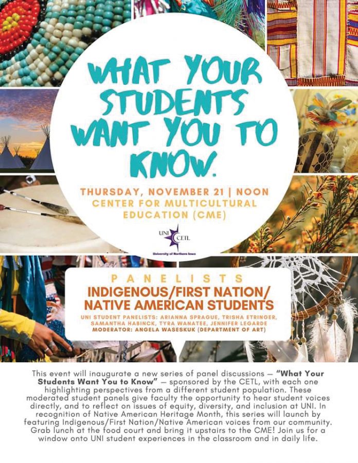 The Center for Excellence in Teaching and Learning will host the first panel of a new series called What Your Students Want You to Know at noon on Thursday, Nov. 21 in the Center for Multicultural Education.