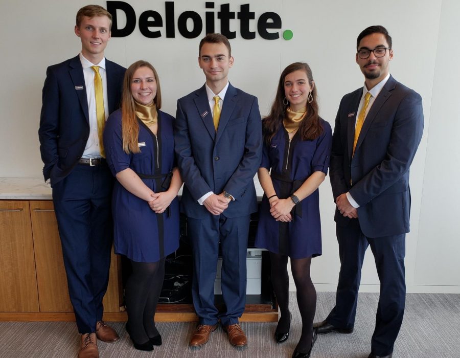 UNIBusiness students Carson Ehrenberg (from left), Cassidy Pearson, Nathan Funke, Jacqueline Hicks and Al Faisal Yasin will compete at the national level of the Deloitte National FanTAXtic Competition in January.