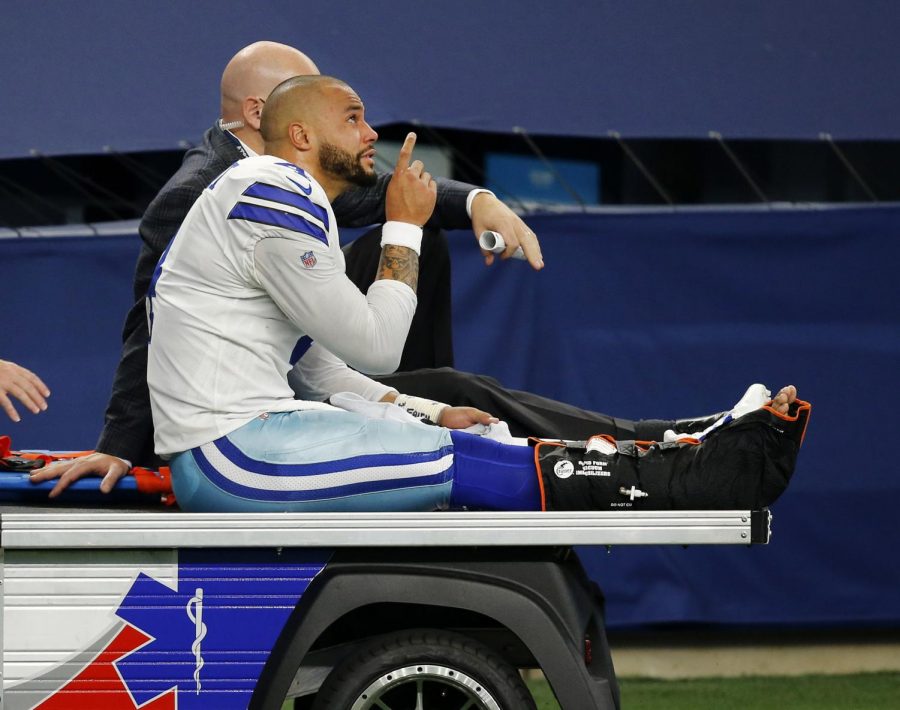 Dallas+Cowboys+quarterback+Dak+Prescott+suffered+a+gruesome+ankle+injury+in+last+Sundays+game+against+the+Cleveland+Browns.+He+underwent+surgery+and+it+out+for+the+remainder+of+the+season.