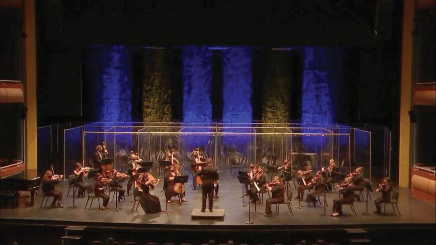 The Northern Iowa Symphony Orchestra performed their fall concert as a live stream from GBPACs Great Hall.
