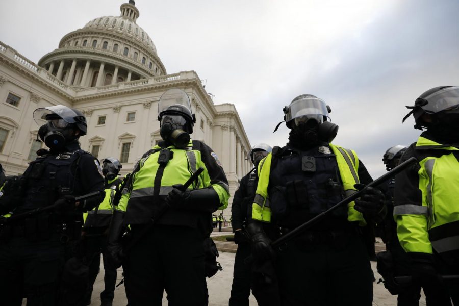 Guards stand outside of the Washington D.C. Capital building following the Jan. 6 protests.