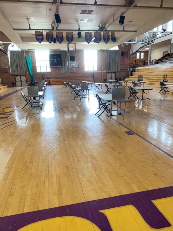 The West Gym sits empty after UNIs Johnson & Johnson vaccine clinic was cancelled on Tuesday.