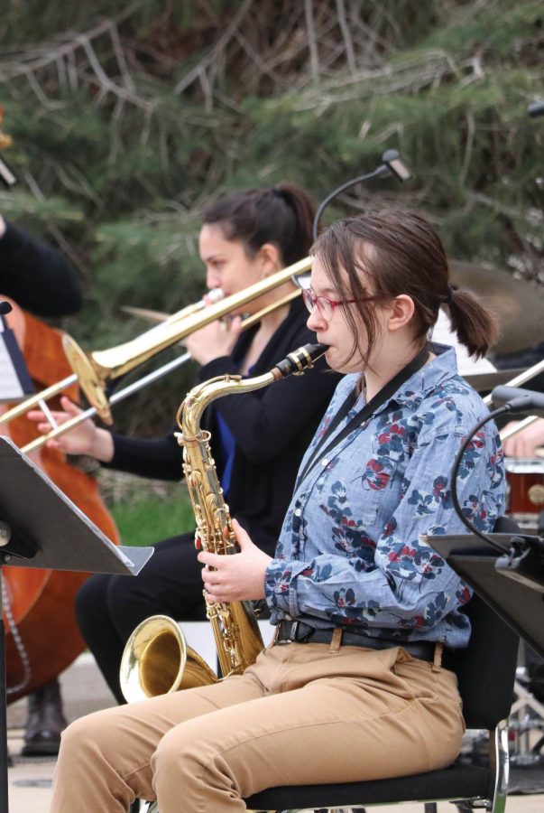 UNI Jazz Studies shared a collection of pieces at their outdoor concert on Friday, April 23.