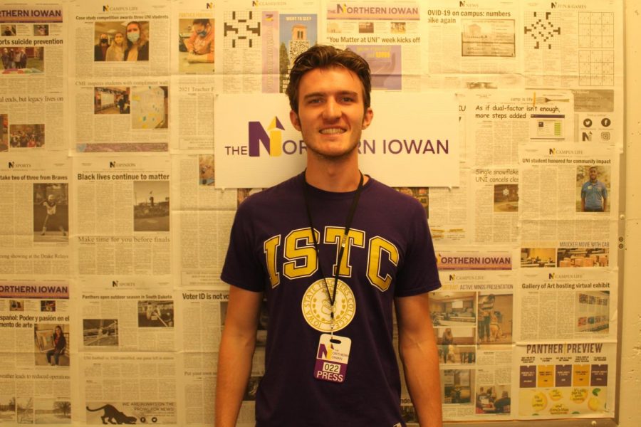 Pictured is Colin Horning, the sports editor & opinion columnist for the Northern Iowan newspaper.