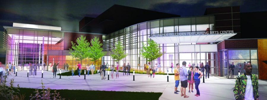 Gallagher Bluedorn Performing Arts Center received $2 million from the Pauline R. Barrett Charitable Foundation for renovations scheduled for the summer of 2022. Above is a rendering of proposed renovations. 