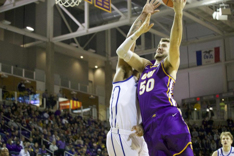 The Panther men's basketball team earned a hard-fought 53-44 victory over Southern Illinois on Wednesday, Feb. 9. The win moves into a half-game lead over Loyola-Chicago for first place in the Missouri Valley Conference.