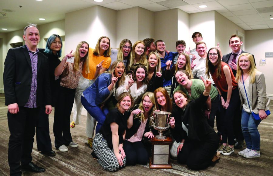 UNI business students took home the trophy with a first place win at the District 9 National Student Advertising Competition in spring 2022, one of many accomplishments of the College of Business. 