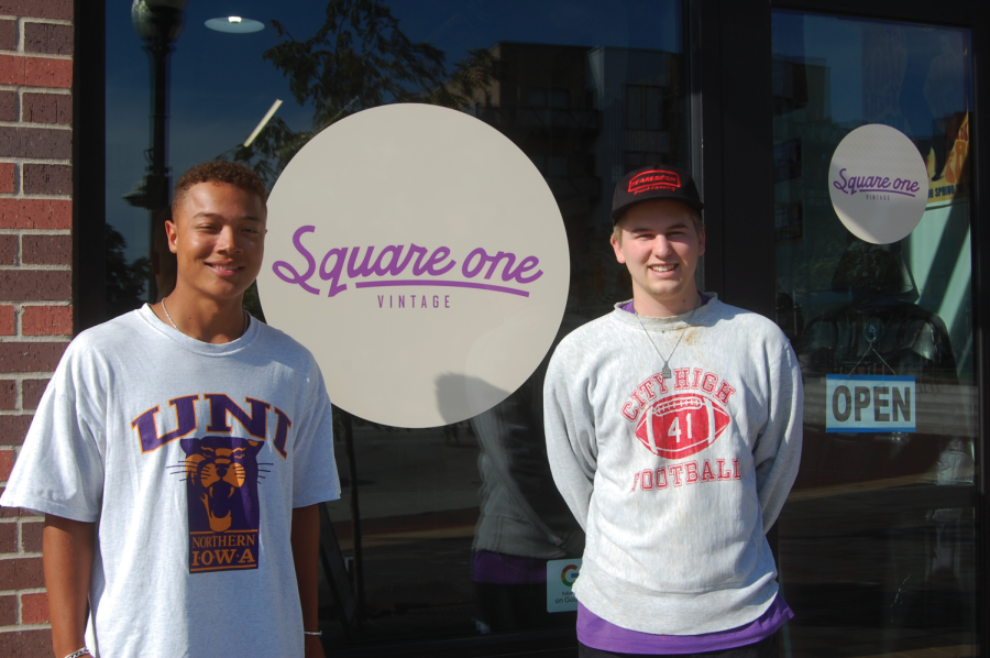 Current UNI student Damien Lindsey (left) and UNI alum Evan Suchomel (right) opened their shop Square One Vintage in downtown Cedar Falls on June 25. 