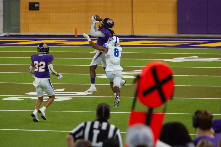 Benny Sapp III intercepts a pass to seal the win for UNI. The Panthers have improved to 2-3 after losing their first three games of the season. 