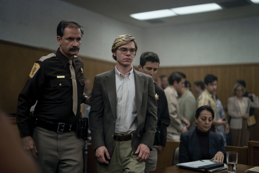 Actor+Evan+Peters+plays+Jeffery+Dahmer%2C+a+notorious+serial+killer+from+Milwaukee%2C+Wis.+In+this+scene%2C+Dahmer+is+sentenced+and+taken+to+the+Columbia+Correctional+Facility.+He+was+sentenced+to+15+terms+of+life+imprisonment.+He+then+got+another+term+for+a+homicide+that+he+committed+in+Ohio+in+1978.+