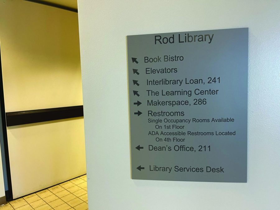 Though+handicap-accessible+restrooms+are+available%2C+it+is+still+an+obstacle+as+it+is+on+the+fourth+floor+of+Rod+Library.+