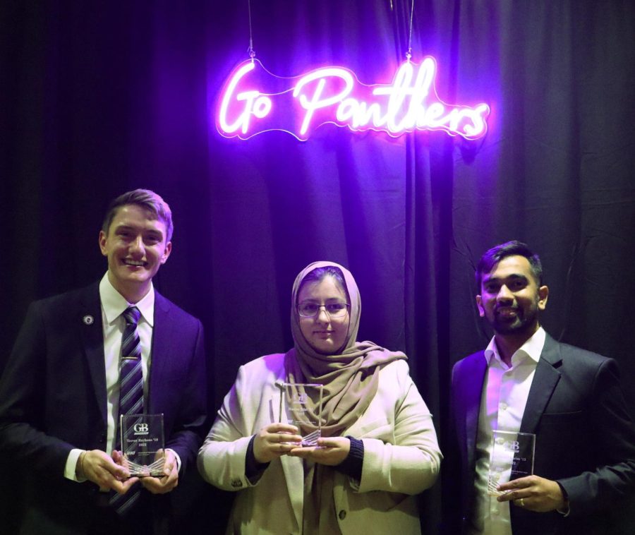 From left to right, Trevor Rayhons, Hasina Jalal and Russel Karim. 