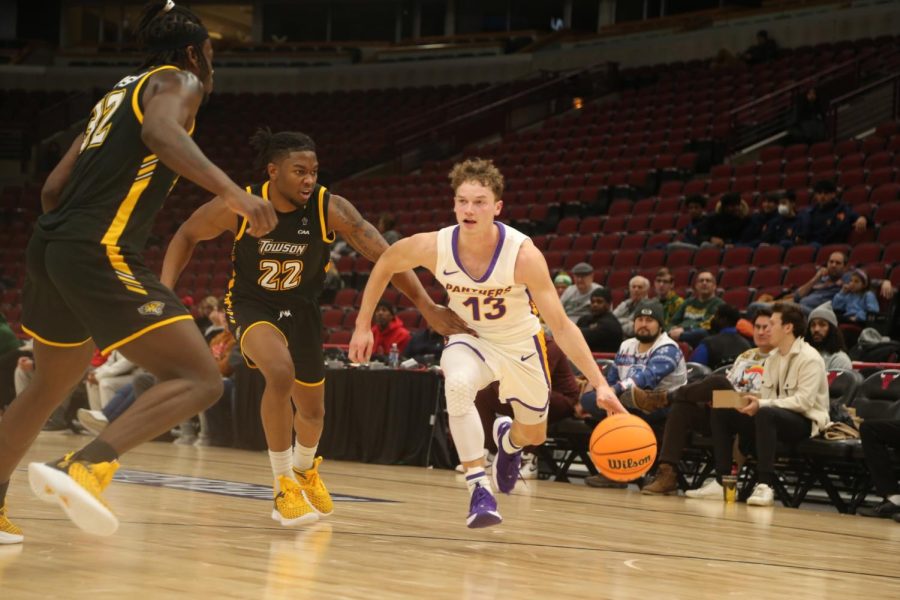 Bowen Born (13) finished with a career-high eight assists to go along with a game-high 27 points in UNIs 83-66 victory over Towson on Saturday at the United Center in Chicago.