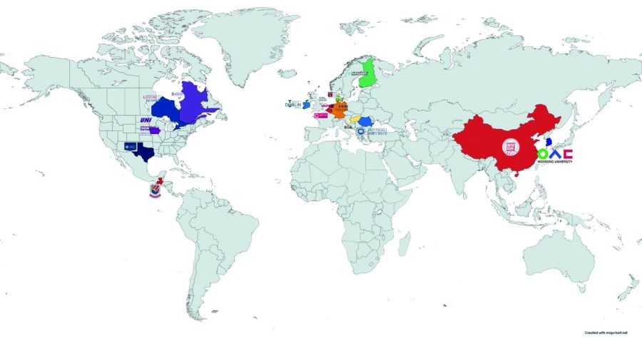 Universities+from+the+countries+in+color+above+will+be+visiting+UNI+in+March+to+compete+in+the+championship+round+of+the+NIBS+Worldwide+Case+Competition.+Alongside+competing+for+various+awards%2C+the+schools+will+get+to+experience+museums+and+attractions+in+the+Cedar+Valley.+