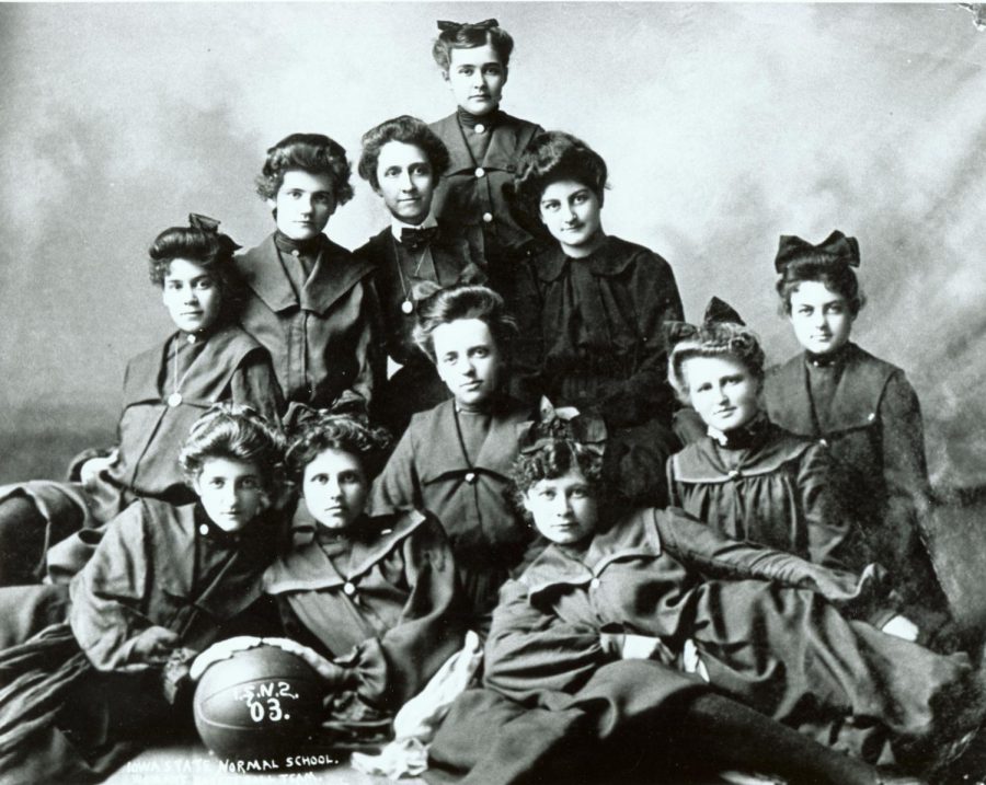 Pictured+above+is+a+1903+portrait+of+the+Iowa+State+Normal+Schools+womens+basketball+team.+