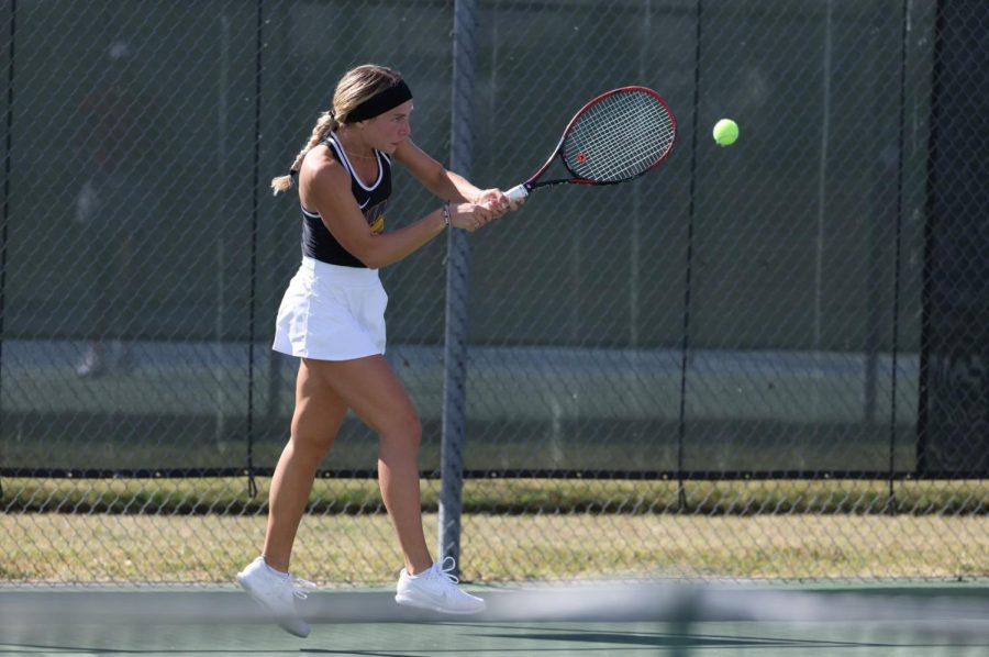 Andrijana Brkic picked up a pair of victories against UIC, winning both her singles and doubles matches.