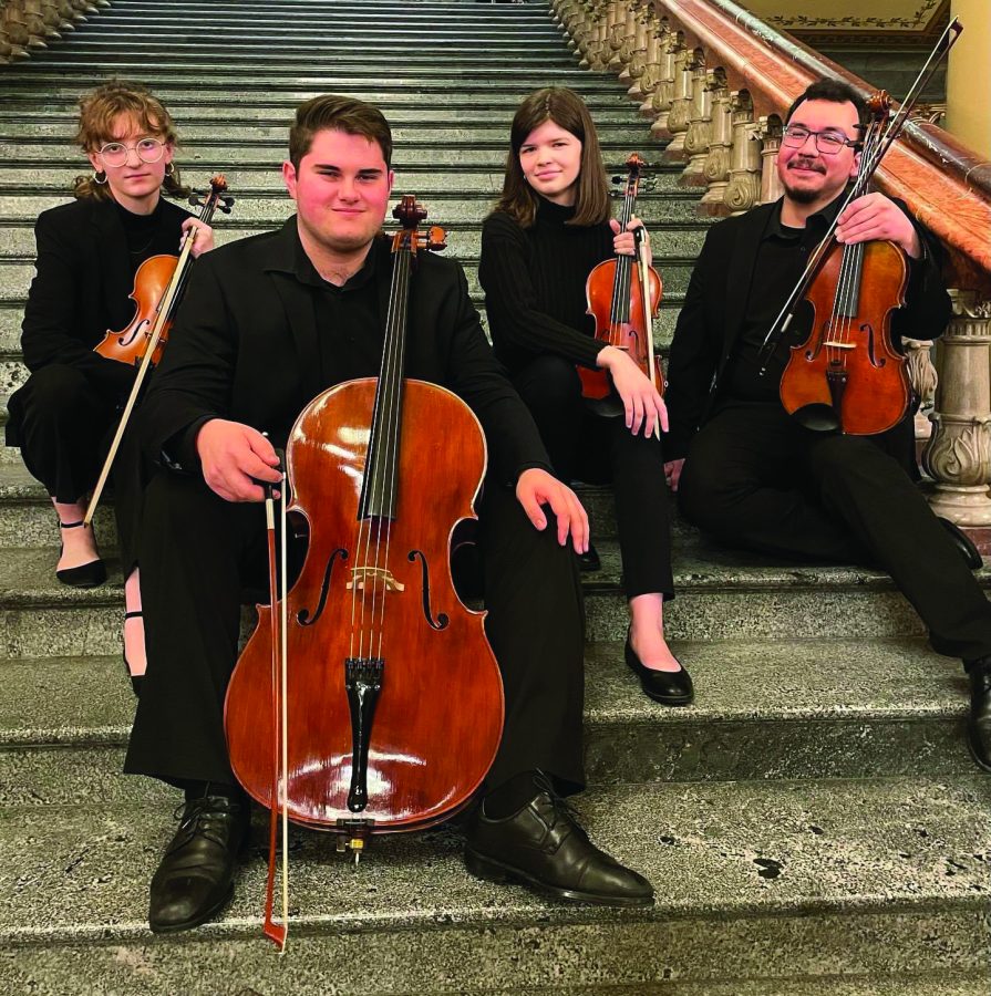 From left to right: violinist Lauren Geerlings, cellist Turner Sperry, violinist Emma Becker and violist Julian Perez.