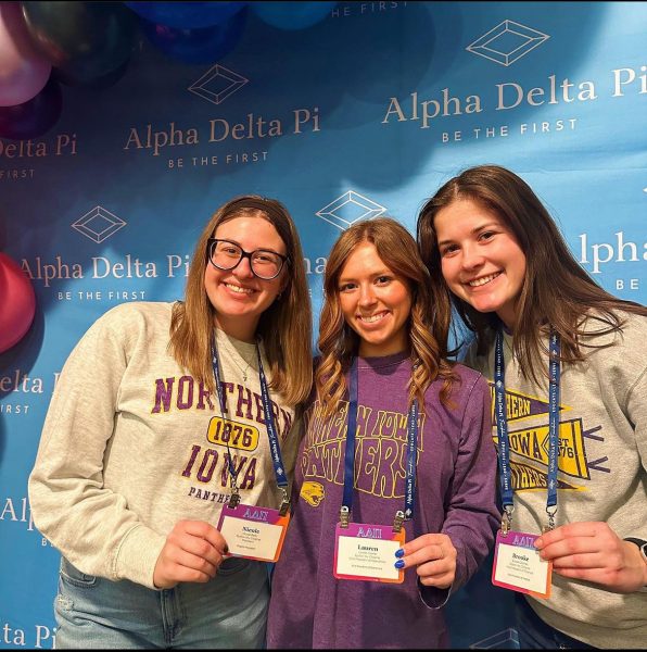 ADPi president Nicole Bellis (left) spoke to the Northern Iowan about the accomplishments her sisterhood has made this year.
