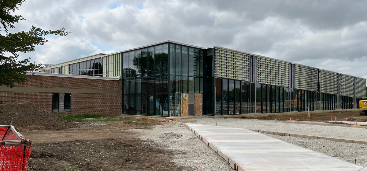 A photo of the exterior of the Applied Engineering Building. 